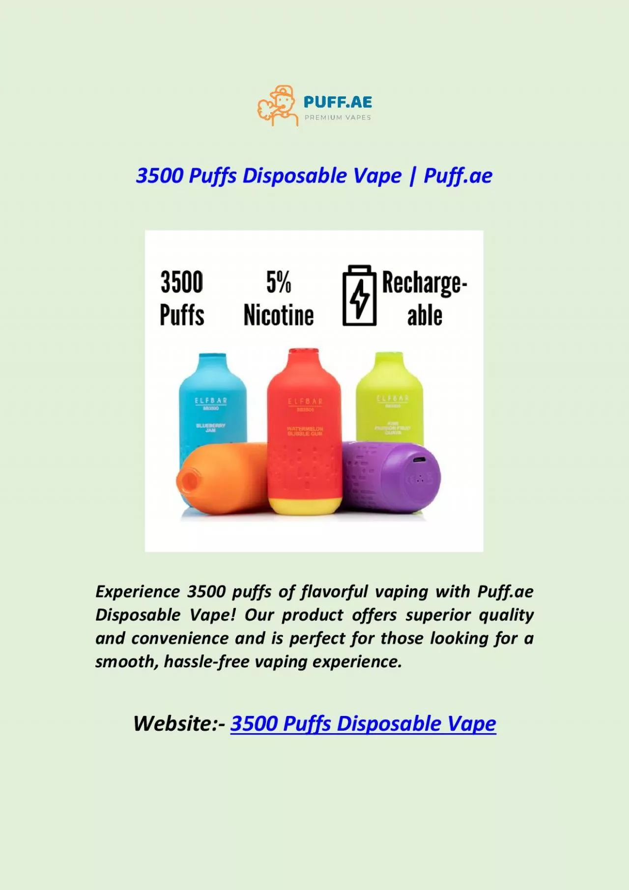 PDF-3500 Puffs Disposable Vape | Puff.ae