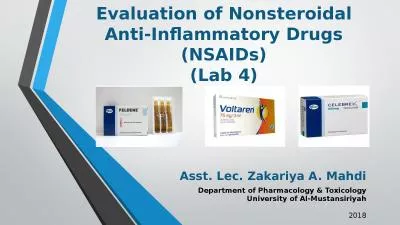 Evaluation  of  Nonsteroidal Anti-Inflammatory