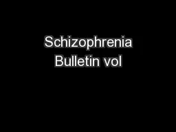  Schizophrenia Bulletin vol