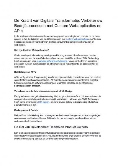 De Kracht van Digitale Transformatie: Verbeter uw Bedrijfsprocessen met Custom Webapplicaties en API\'s