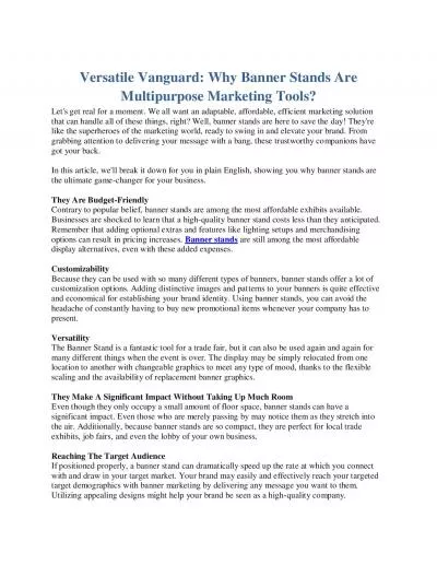 Versatile Vanguard: Why Banner Stands Are Multipurpose Marketing Tools?