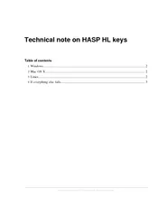 Technical note on HASP HL keys