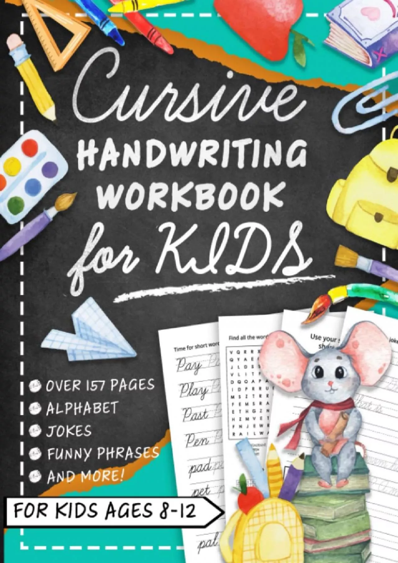 [EBOOK] Cursive Handwriting Workbook for Kids Ages 8-12 with Jokes  Riddles: Penmanship