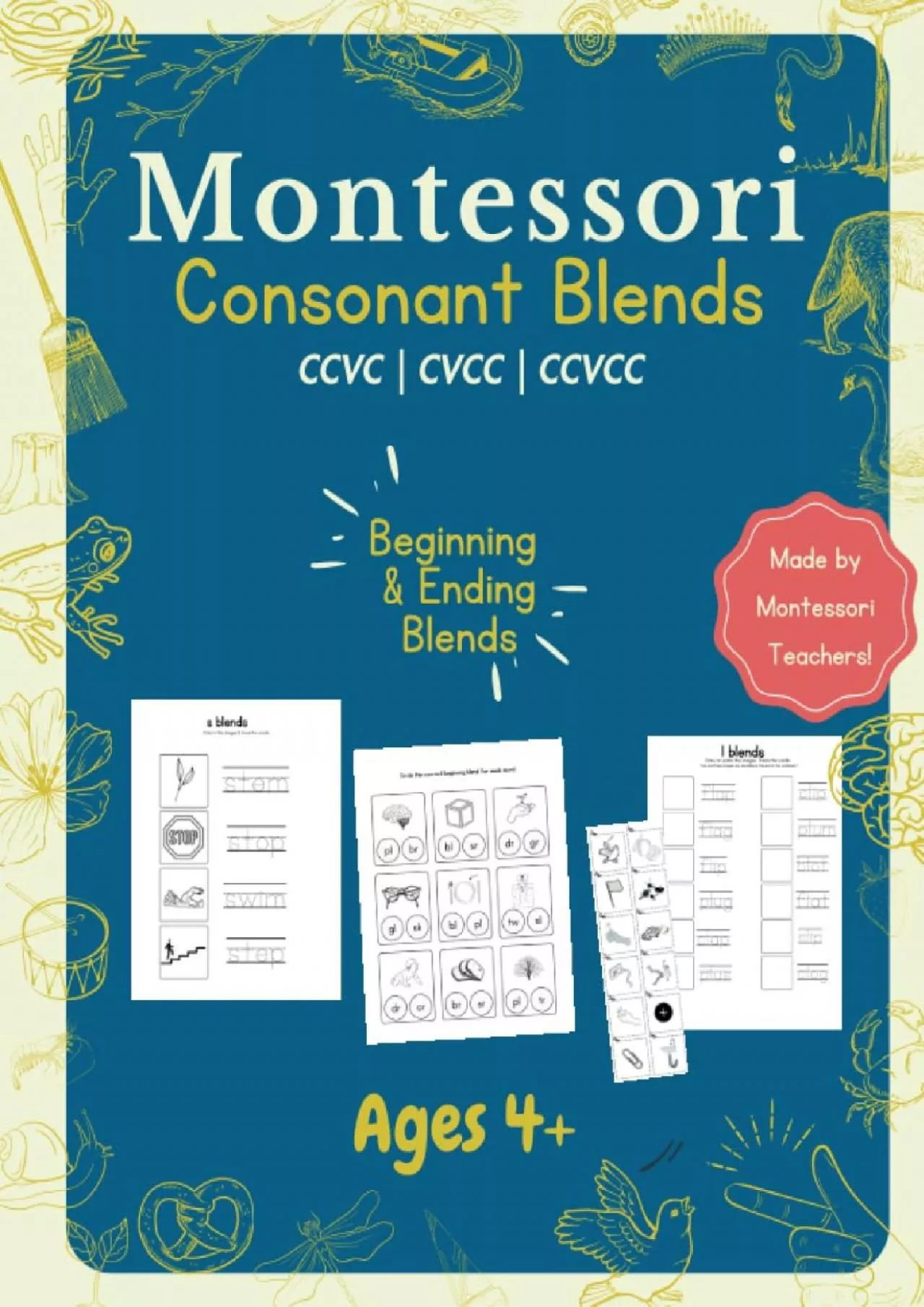 [DOWNLOAD] Beginning Blends Workbook | Initial Consonant Blends | Montessori Friendly: