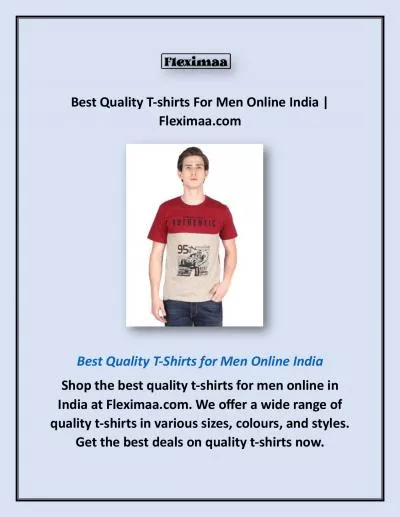 Best Quality T-shirts For Men Online India | Fleximaa.com