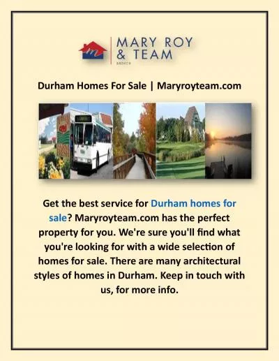 Durham Homes For Sale | Maryroyteam.com