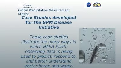 Disease Initiative Global Precipitation Measurement Mission