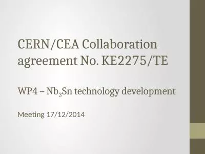 CERN/CEA  Collaboration agreement No. KE2275/TE