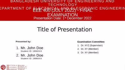 Title of  Presentation Presented by: