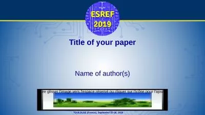 Title of your paper Name of author(s)