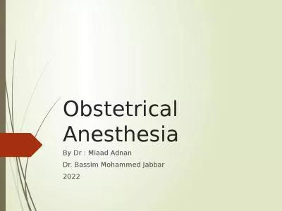 Obstetrical Anesthesia By