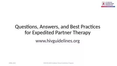 Questions, Answers, and Best Practices for Expedited Partner Therapy