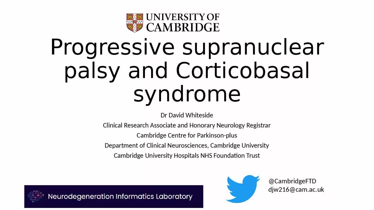 PPT-Progressive supranuclear palsy and Corticobasal syndrome