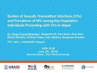 Burden of Sexually Transmitted Infections (STIs) and Prevalence of HIV among Key Population