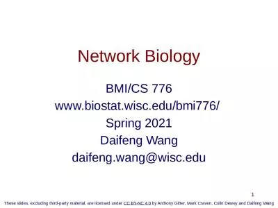Network Biology BMI/CS 776