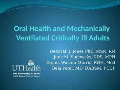 Oral Health and Mechanically Ventilated Critically Ill Adults