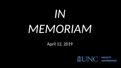 IN MEMORIAM April 12, 2019