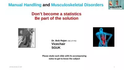 Manual Handling  and  Musculoskeletal Disorders