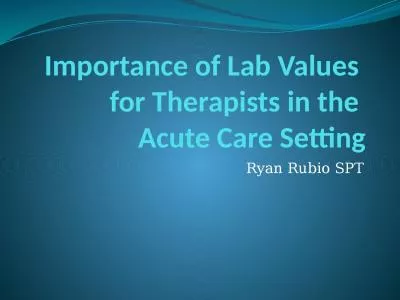 Importance of Lab Values