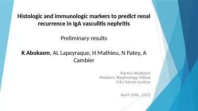 Histologic and immunologic markers to predict renal recurrence in IgA vasculitis nephritis