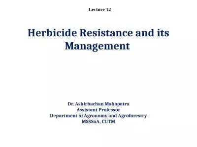 Herbicide  Resistance and its Management