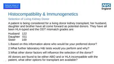 Histocompatibility & Immunogenetics