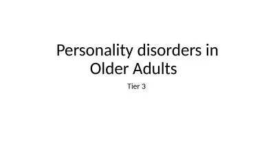 Personality disorders in Older Adults