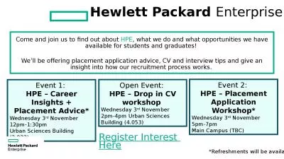 Event 1:  HPE – Career Insights + Placement Advice*