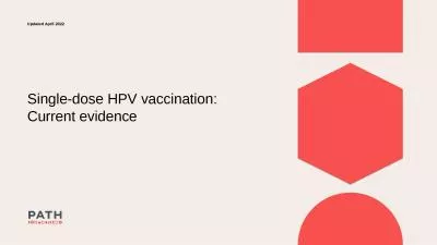 Updated April 2022 Single-dose HPV vaccination: Current evidence
