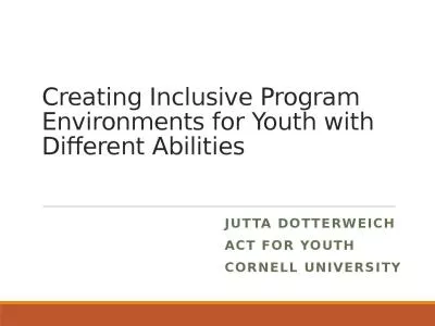 Creating Inclusive Program Environments for Youth with Different Abilities