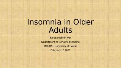 Insomnia in Older Adults