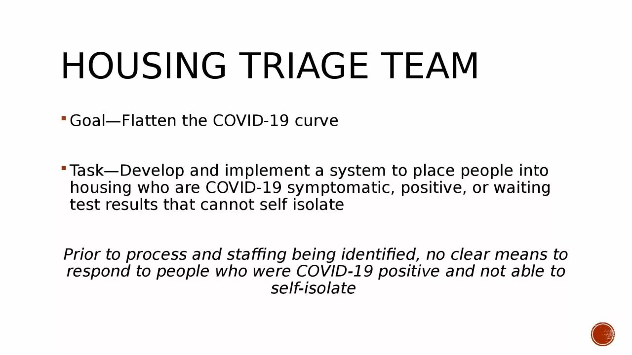 PPT-Housing Triage Team Goal—Flatten the COVID-19 curve