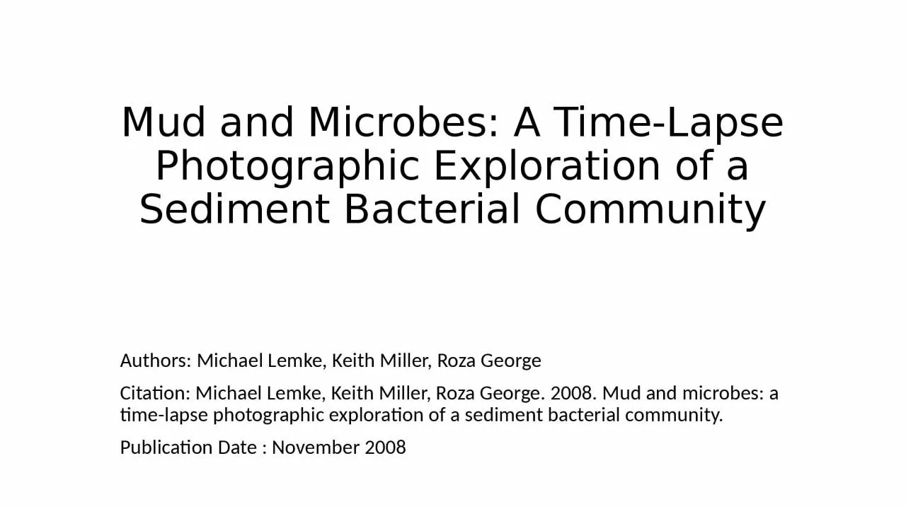 PPT-Mud and Microbes: A Time-Lapse Photographic Exploration of a Sediment Bacterial Community