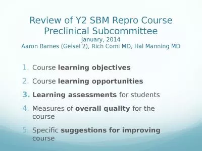 Review of Y2 SBM Repro Course