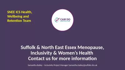 Suffolk & North East Essex Menopause, Inclusivity & Women’s Health