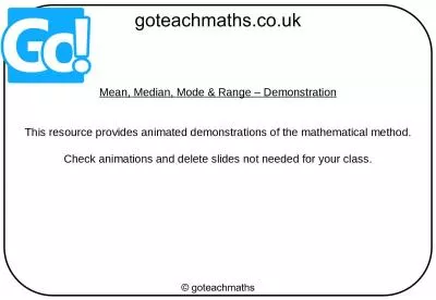 Mean, Median, Mode & Range – Demonstration