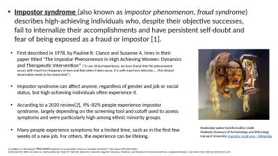 Impostor syndrome  (also known as