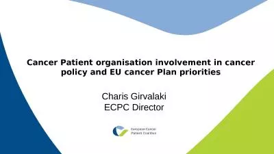 Cancer Patient organisation involvement in cancer policy and EU cancer Plan priorities