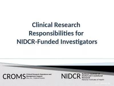 Tool: Training Presentation: Clinical Research Responsibilities for NIDCR-Funded Investigators