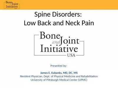 Spine Disorders:  Low Back and Neck Pain