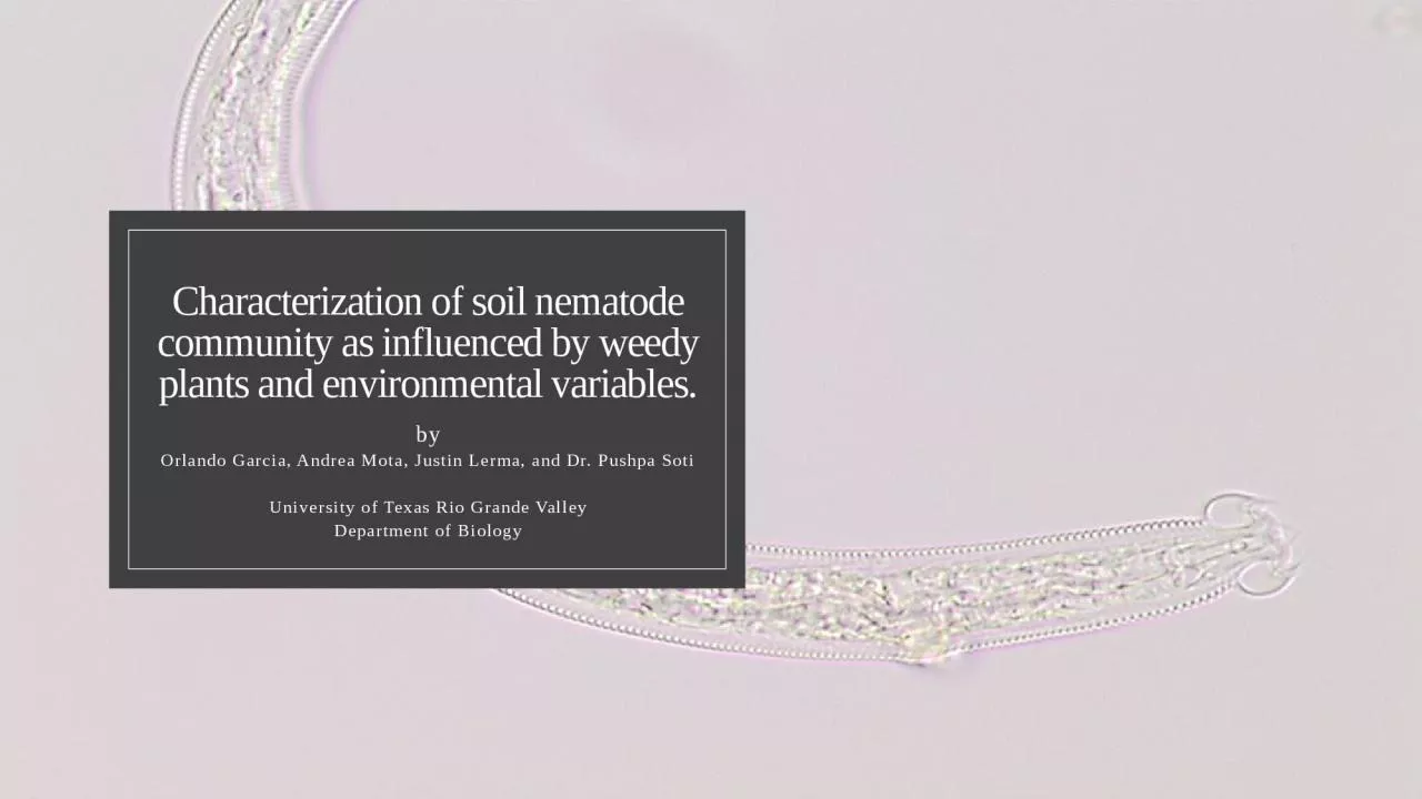 PPT-Characterization of soil nematode community as influenced by weedy plants and environmental