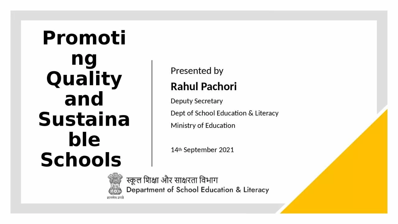 PPT-Promoting Quality and Sustainable Schools