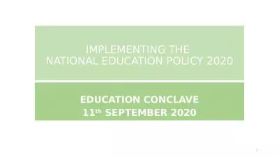 IMPLEMENTING THE  NATIONAL EDUCATION POLICY 2020