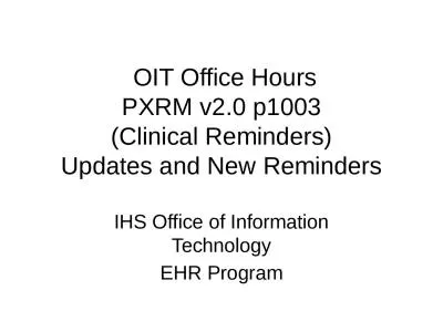 OIT Office Hours PXRM v2.0