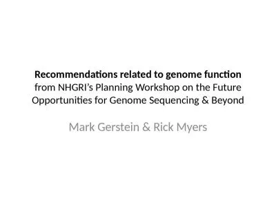 Recommendations related to genome function