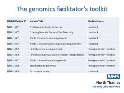 The genomics facilitator’s toolkit