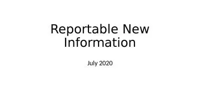 Reportable New Information