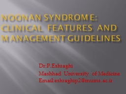 Noonan syndrome:                             clinical  features  and management guidelines