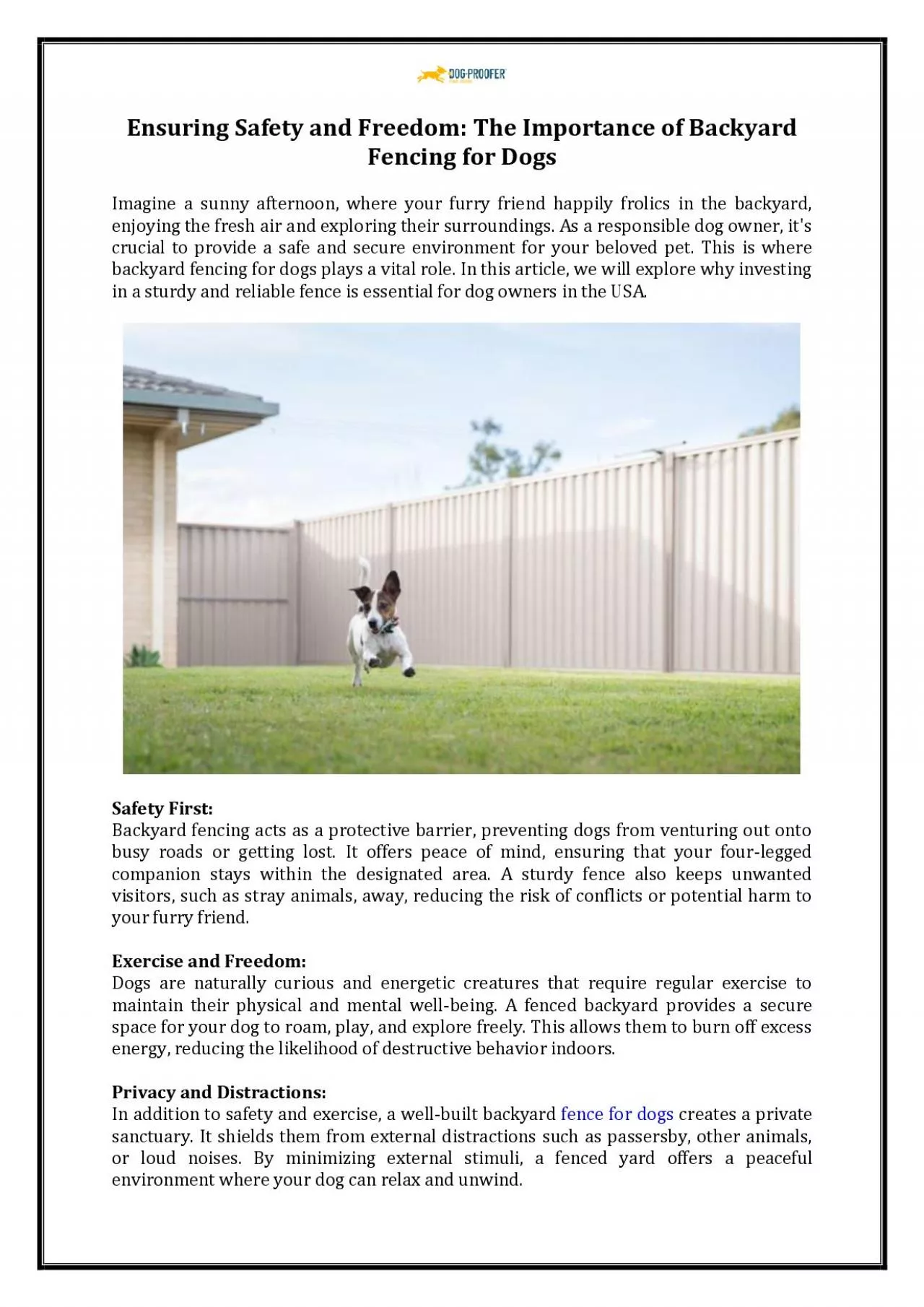 PDF-Ensuring Safety and Freedom: The Importance of Backyard Fencing for Dogs