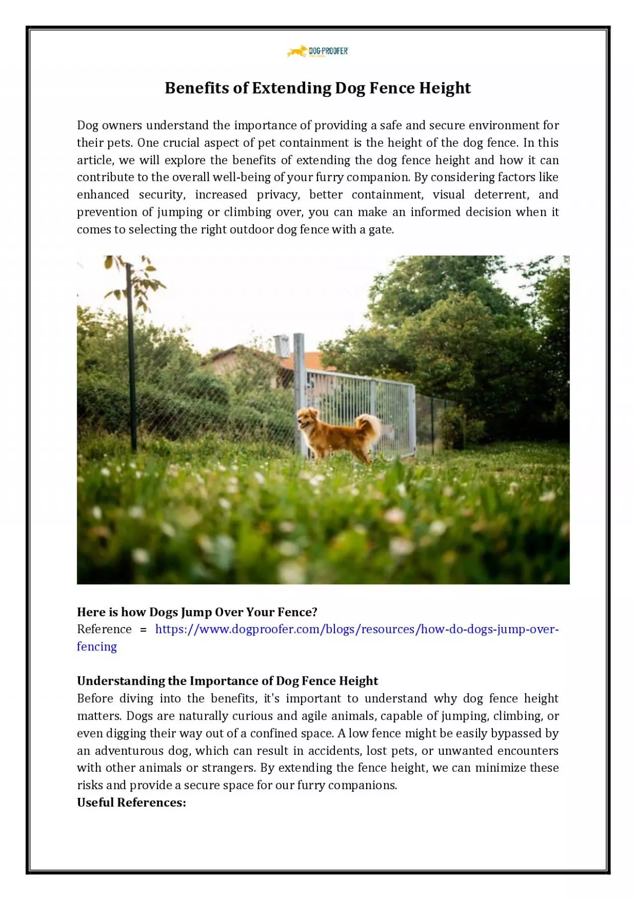 PDF-Benefits of Extending Dog Fence Height